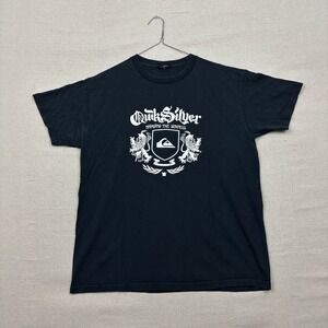 VTG Y2K Quiksilver Mens Black Graphic T Shirt Our Roots Are In Revolution